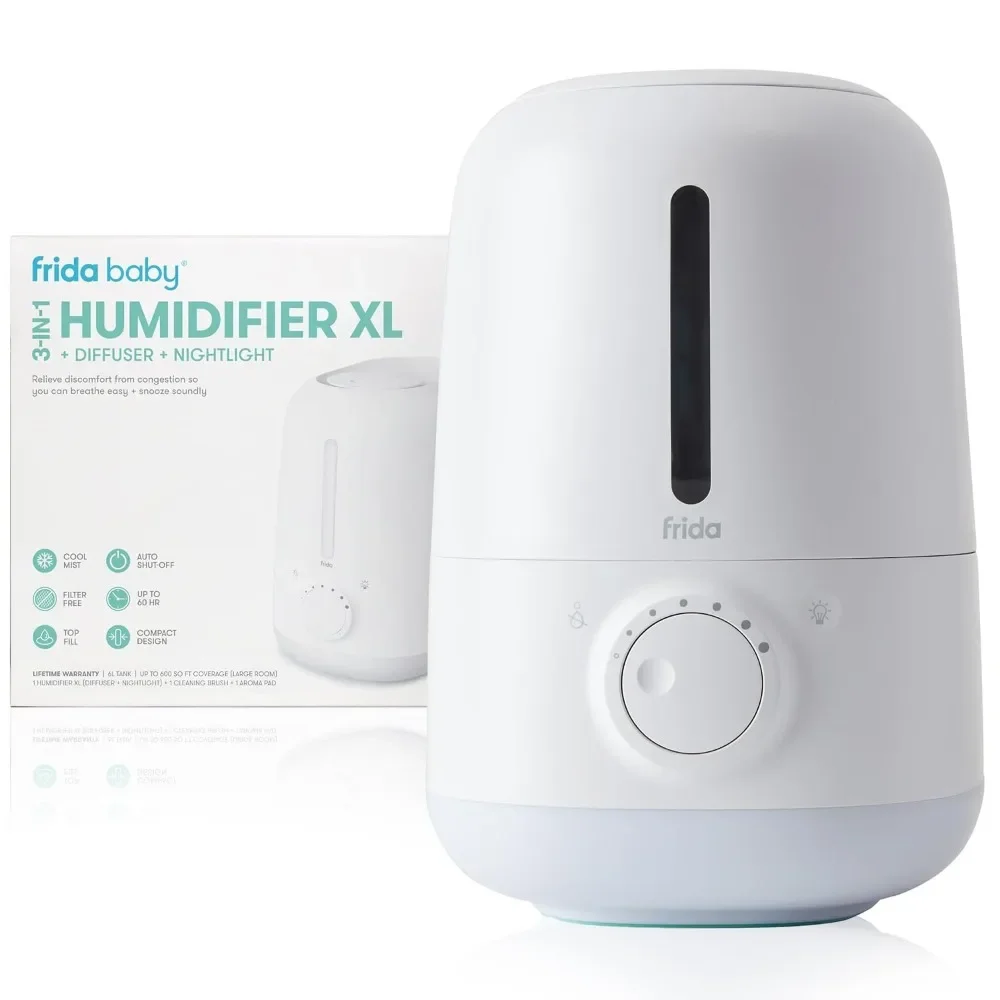 

3-in-1 XL Top Fill Humidifier for Bedroom, 6L Tank Cool Mist Humidifier for Large Rooms + Diffuser, Nightlight, Auto Shut-Off