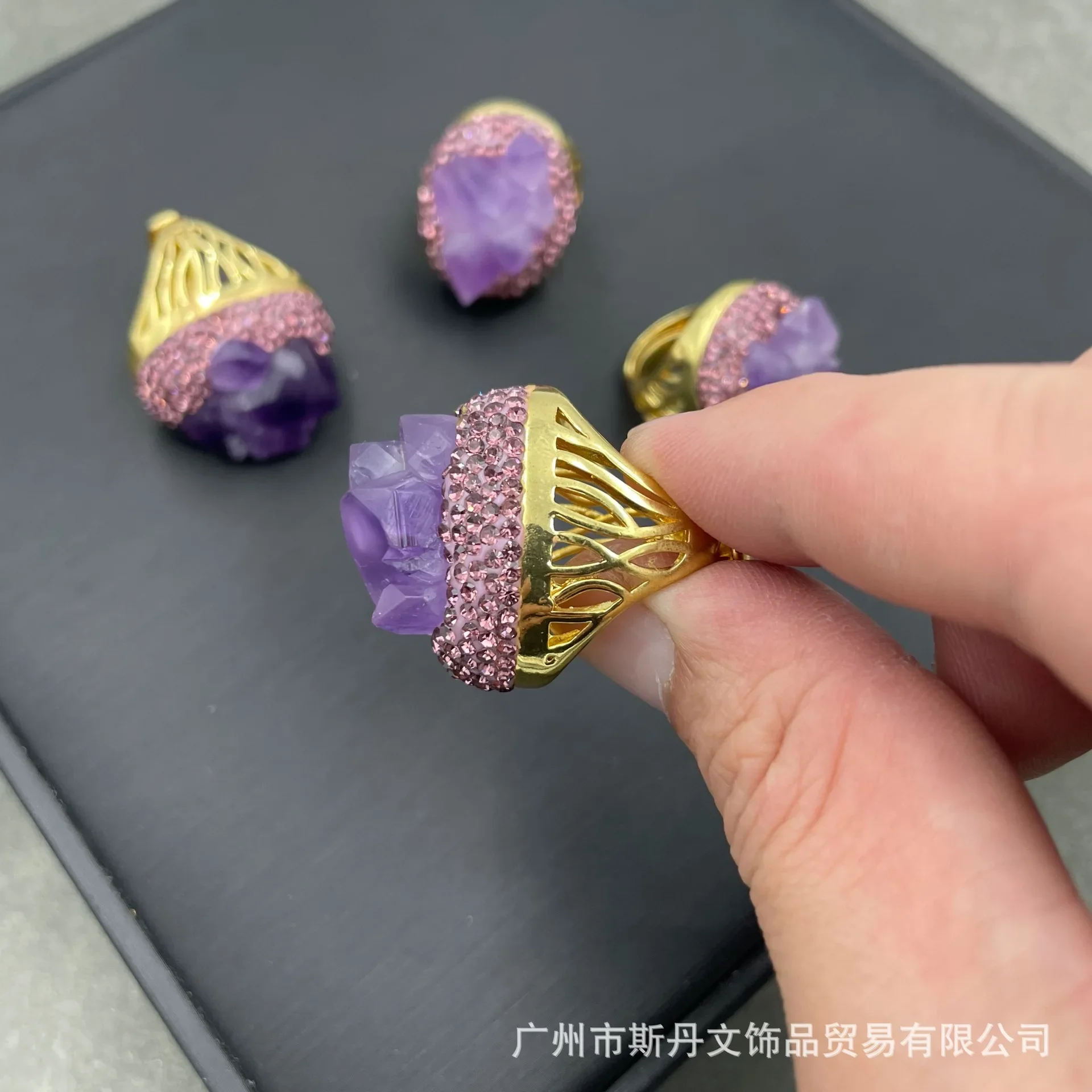 خام طبيعي زهرة الجمشت الخام خاتم الحجر الخام الأوروبية والأمريكية مطعمة خاتم الماس التشيكي شخصية متخصصة عبر الحدود #4