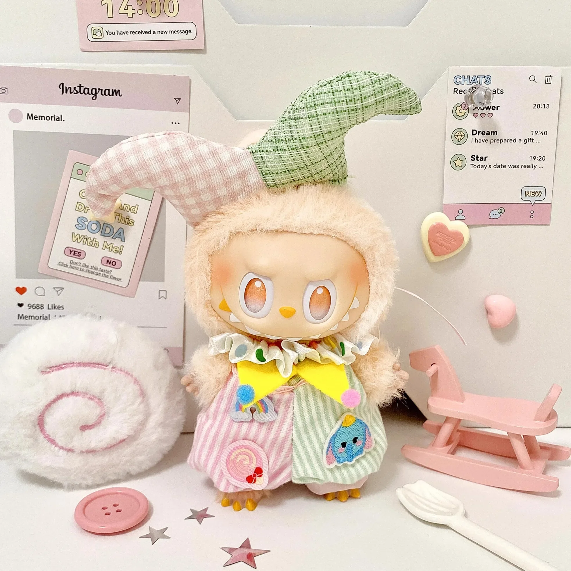 

Clown Set Trendy Outfit for 15/17cm Ropa Labubu High Energy Series Ahead Mini Doll Clothes V2/V3 Fashion Style