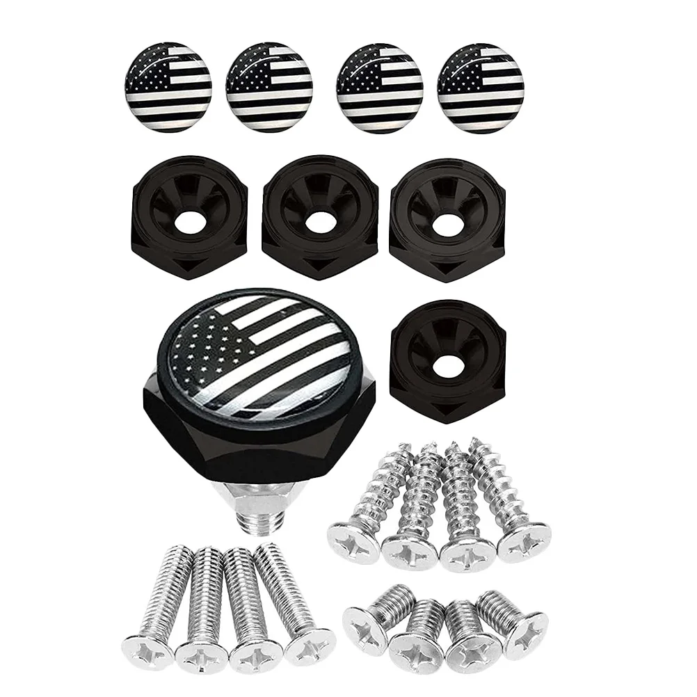 

4Sets Car License Plate Screws Bolts Stainless Steel American Flag Fastener Kit Anti-Theft Rustproof Universal Fit for Trucks