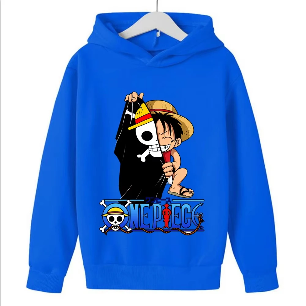 Anime One Piece, süßer Luffy-Schädel-Print, Kapuzenpullover für Kinder, Herbst-Streetwear, Kinderoberteile. – Detail 6