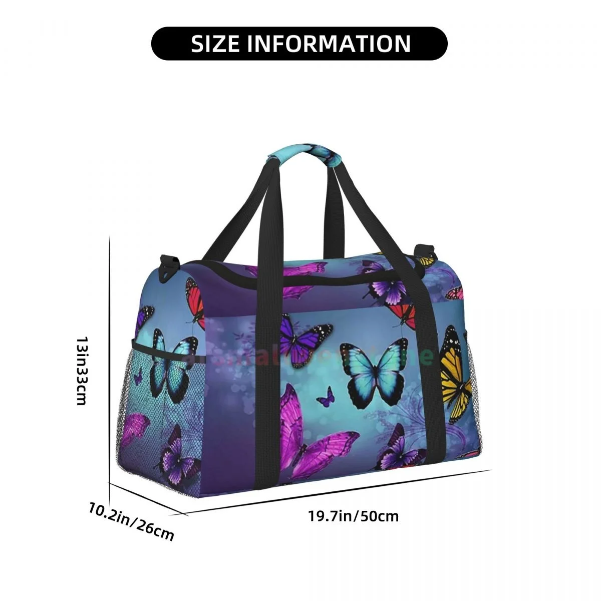 Bolsas de viaje con mariposas coloridas, bolsa de equipaje deportiva para gimnasio y Yoga, bolsa de fin de semana personalizada con correa para el hombro