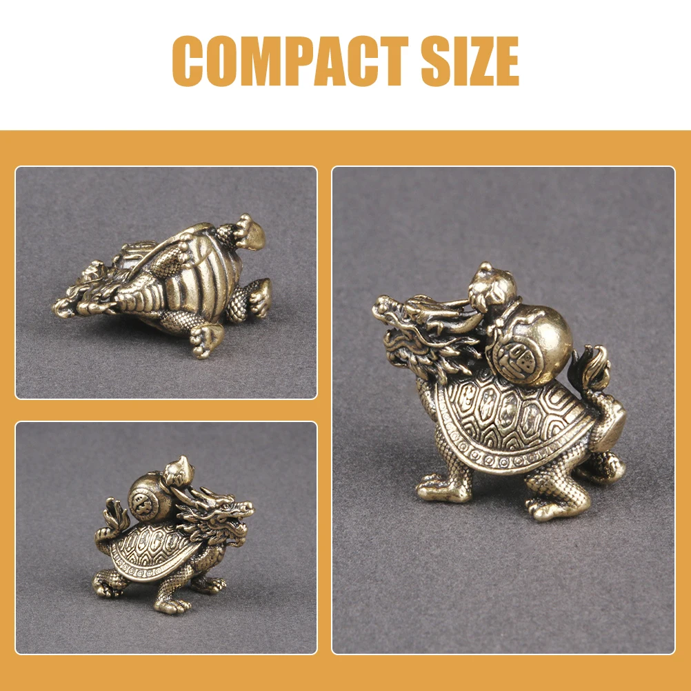 

Brass Dragon Turtle Statue Retro Vintage Desktop Decor Miniature Indoor Home Office Decoration Copper Carved Ornament