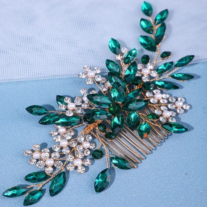 Luxury Crystal Hair Comb Hairpin For Women Bride Rhinestone Flower Hair Comb Pin Bridal Wedding Hair Accessories Jewelry Comb image 5