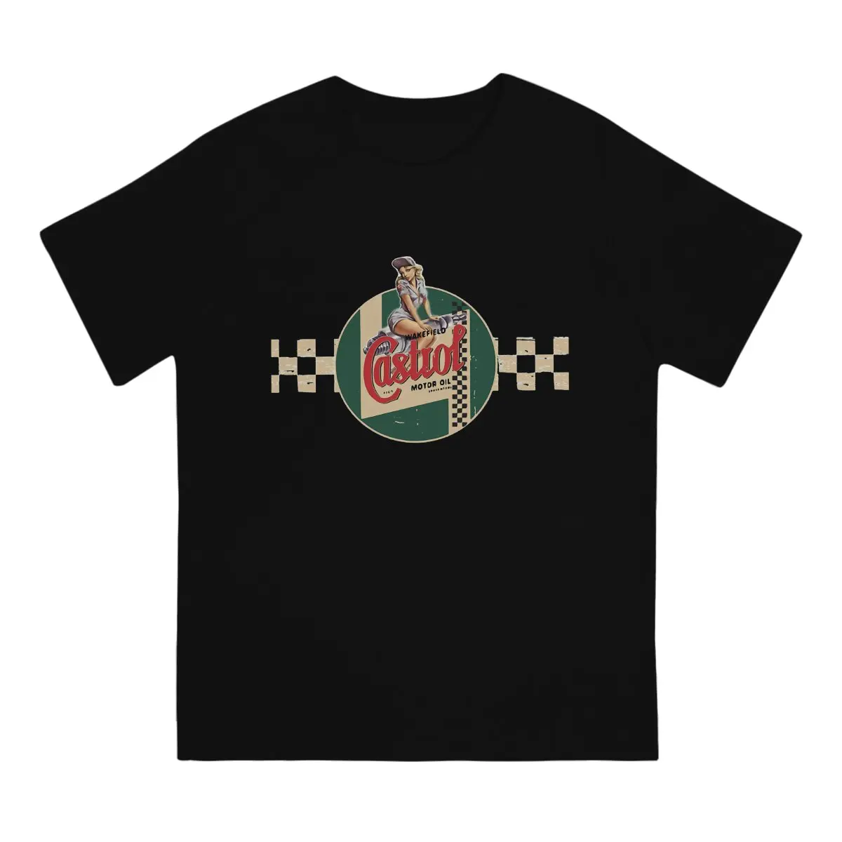 Castrol Vintage Racing Stripe Pin Up Girl Tshirt Graphic Men Polyester Tops Vintage Homme Summer Clothes Harajuku T Shirt