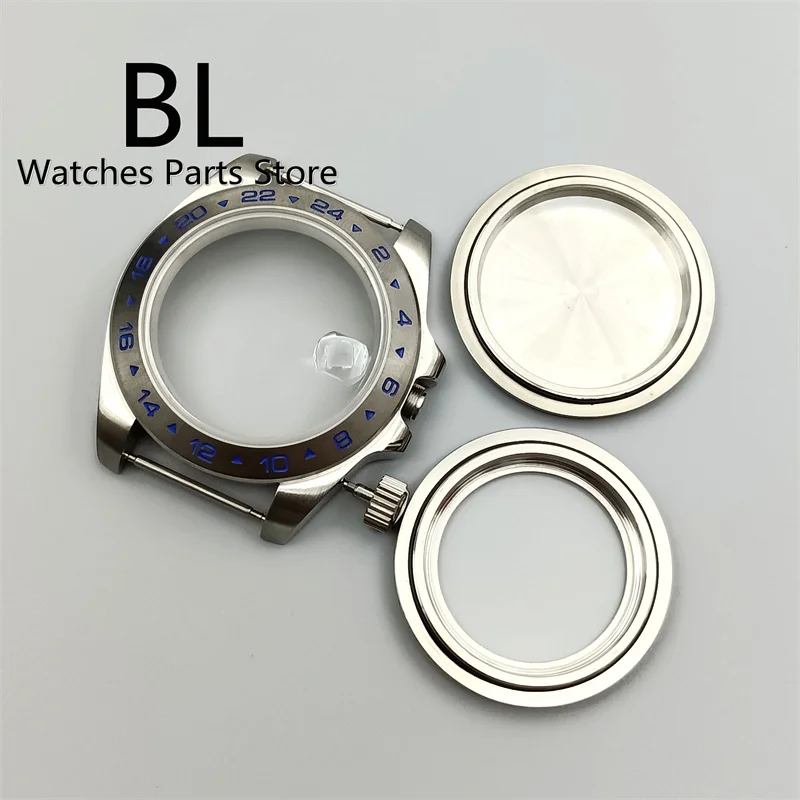 BLIGER 39mm Silver Watch Case Steel Strap Fit NH34 NH35 ETA Miyota 9015 PT5000 Seagull ST2130 Movement Sapphire Crystal