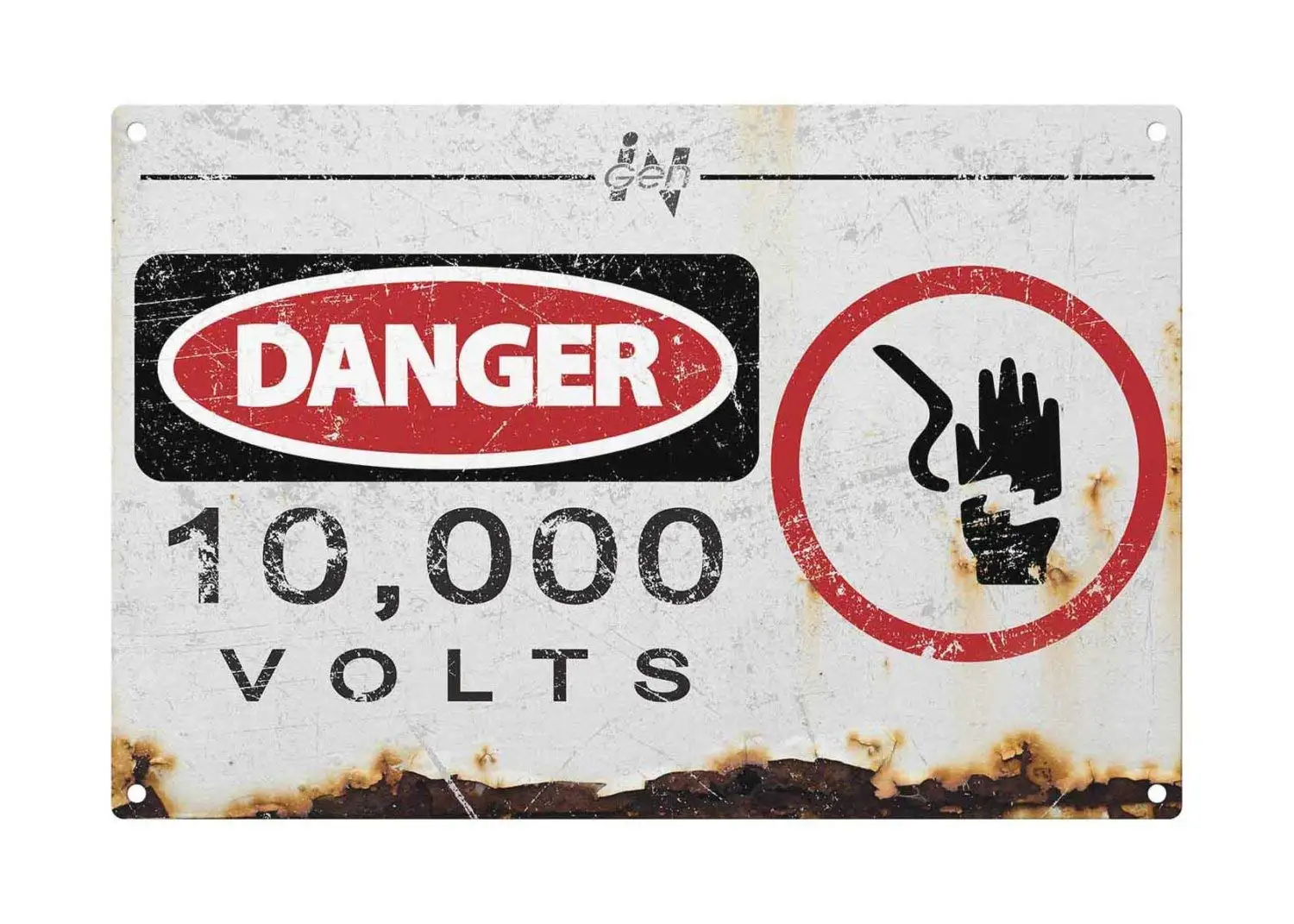 Personalized Retro Warning Sign, Danger 10000 Volts Metal Sign, Style Metal Sign Tin 8