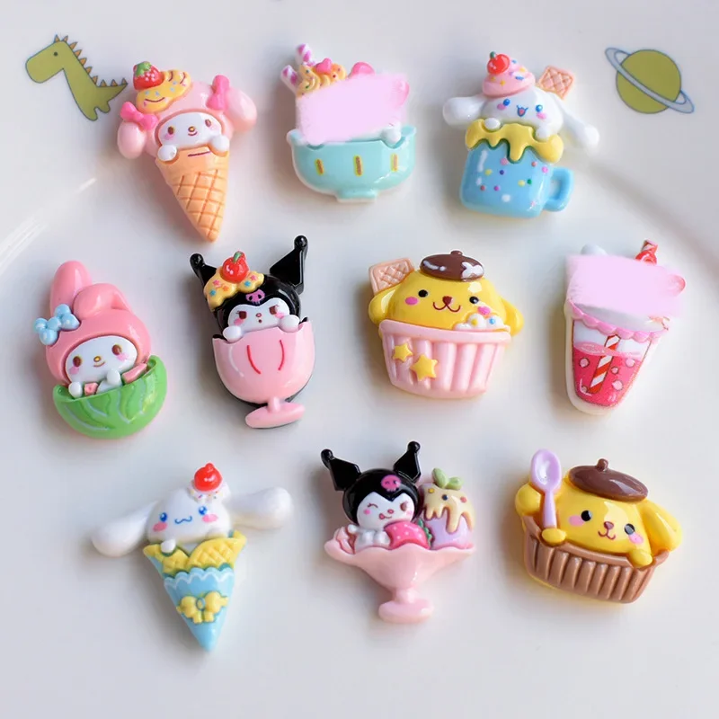 

2/5pcs cute sanrio ice cream cartoon resin flatback diy kawaii resin accessories crafts materials scrapbooking embellishment