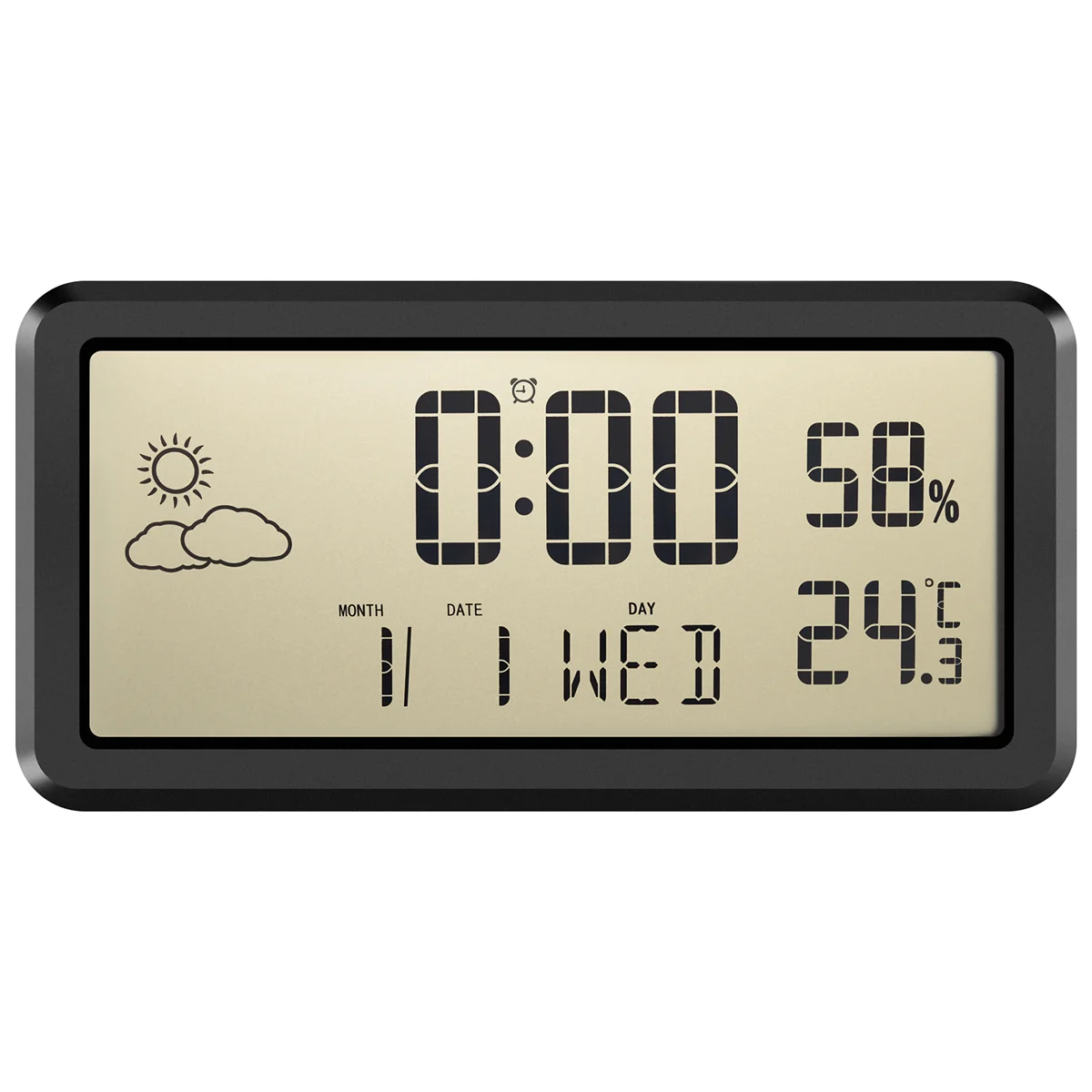 

Alarm Clock for Bedroom,Digital Wall Clocks,With Date,Week,Indoor Temperature and Humidity,Battery Operated Black