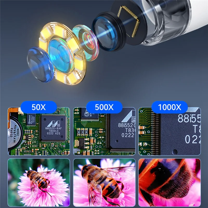 Microscope numérique Y43A-4.3 pouces grossissement 1000X Microscope de pièce USB 8LED Microscopes électroniques pour ordinateur