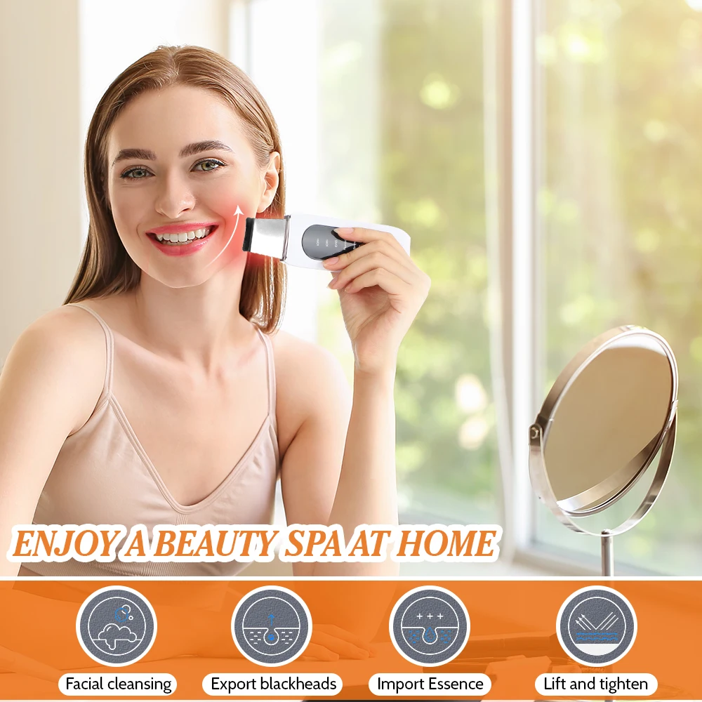 

Ultrasonic Skin Scrubber Face Spatula Facial Skin Exfoliator Scraper and Blackhead Remover Pore Cleaner Facial Deep Cleansing