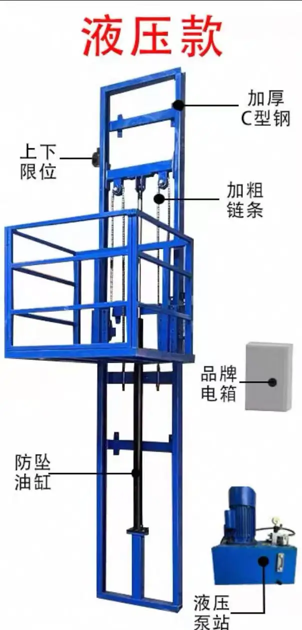 

A lift with length of 120 centimeters,width of 96 centimeters, a height of 3 meters, adjustable, and load capacity of 1 t