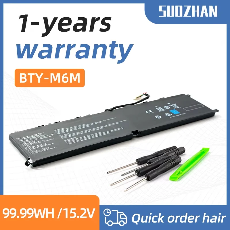 

SUOZHAN BTY-M6M Laptop Battery For MSI Creator 15 A10SD A10SF GS66 Stealth 10SFS 10SGS 10SE-045 10UG GE66 Raider 10SFS WS66