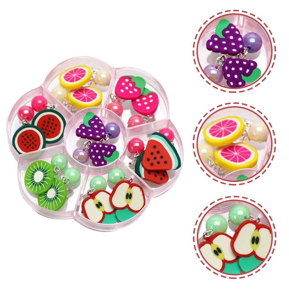

7Pairs Fruit Earrings Clip on Earrings Creative Ear Adornments Women Ear Decorations Fashion Accessories Fruit Jewelry