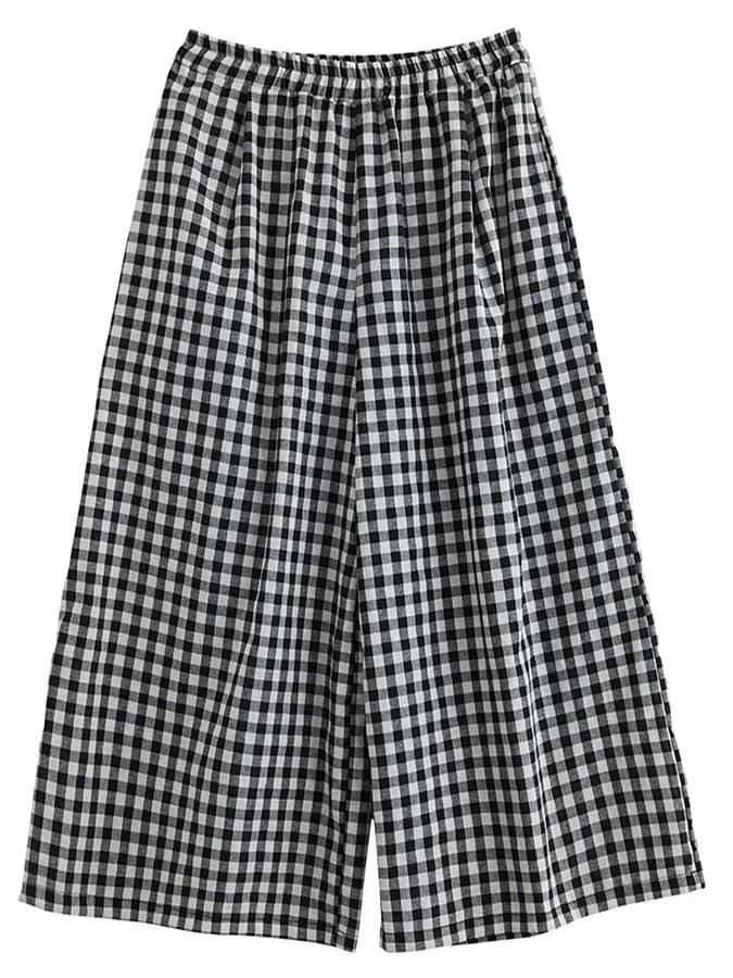 2024 Frühling Frauen Home Plaid Hosen übergroße Baggy Jogging hose gerade weites Bein Hose für Frauen Sport hose Jogger 3xl 4xl