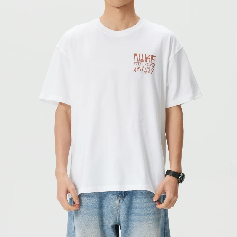 Camiseta Nike masculina, roupa esportiva, solta, respirável, manga curta, gola redonda, confortável, casual, algodão, ih1370-100