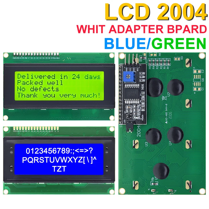 LCD2004+I2C LCD2004 20x4 2004A Blue Green Screen Character LCD IIC Serial Interface Adapter Module for Arduino