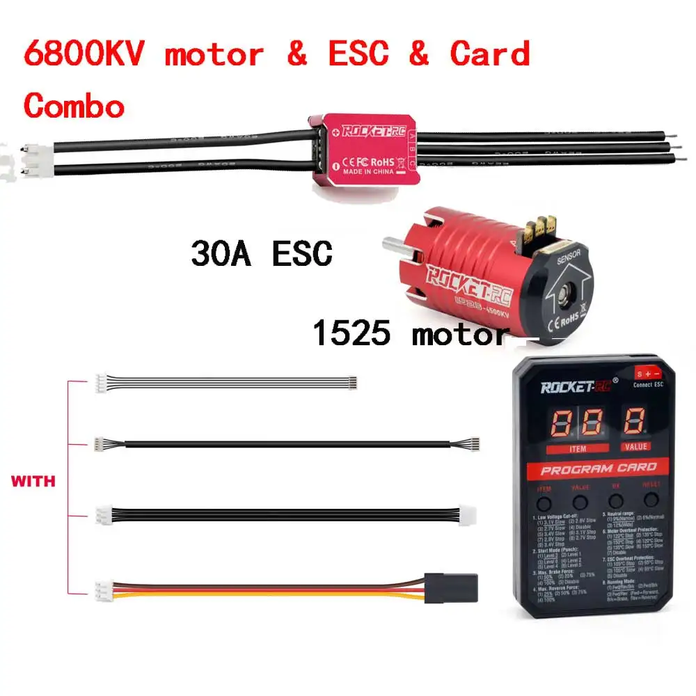 ROCKET-RC Kiwami 30a Esc Mini1525 3500/4500/5500/6800kv Motor Sensorloze Borstelloze Combinatie Voor 1/28 1/27 Schaal Rc Auto 'S Muggenwagens