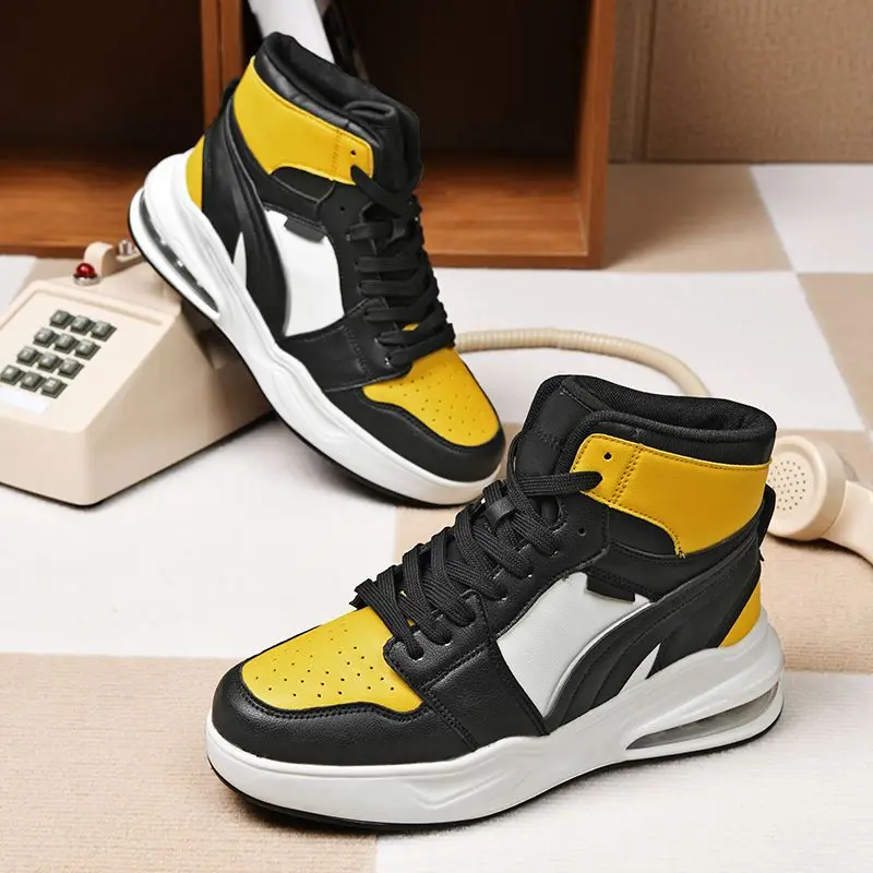 Nouveaux hommes exquis haut haut fond épais chaussures décontractées baskets en plein air semelle souple durable sport chaussures de course
