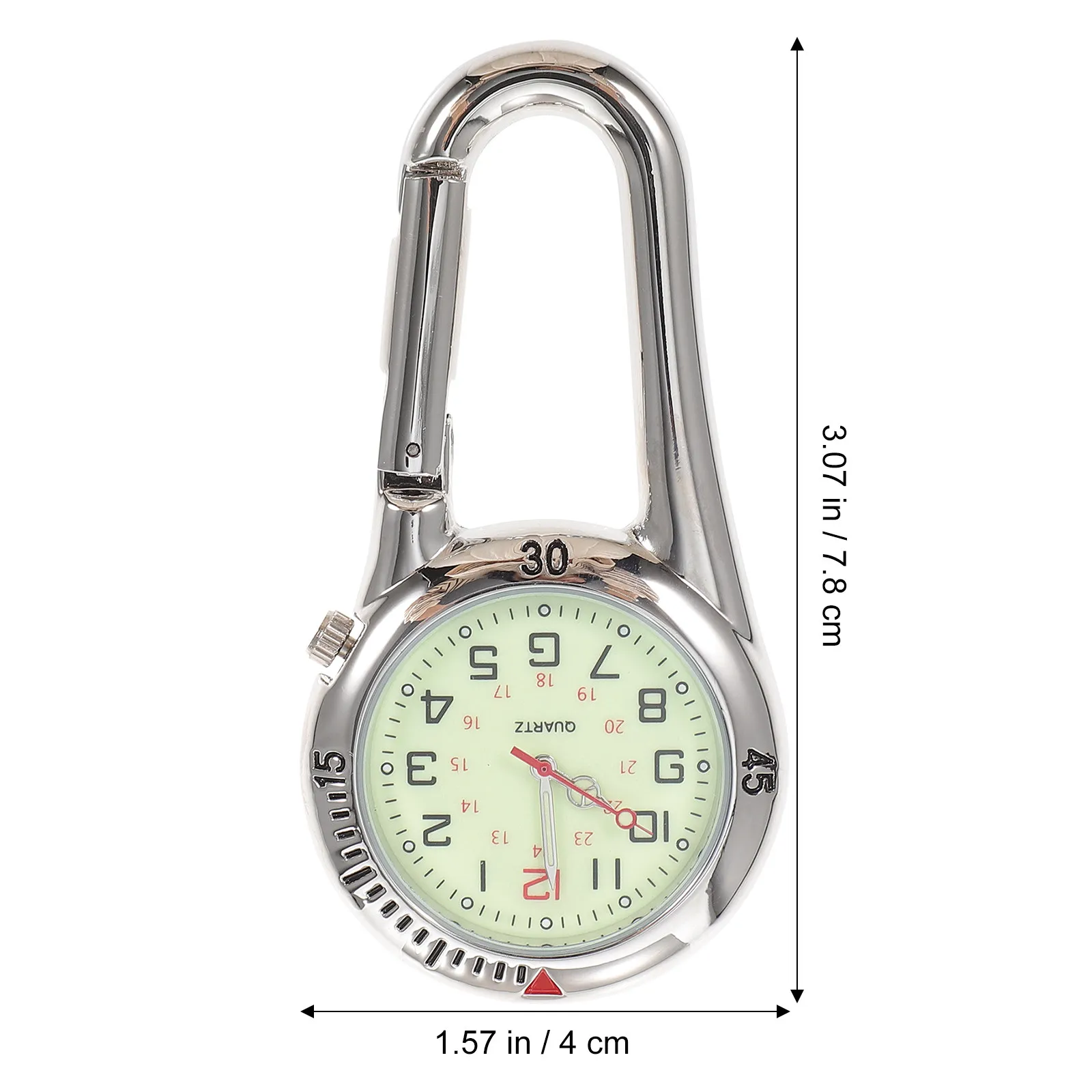 Clip On Quartz Watch with Luminous Dial Multifunction Belt Buckle for Hiking Nurses Doctors Outdoor Use