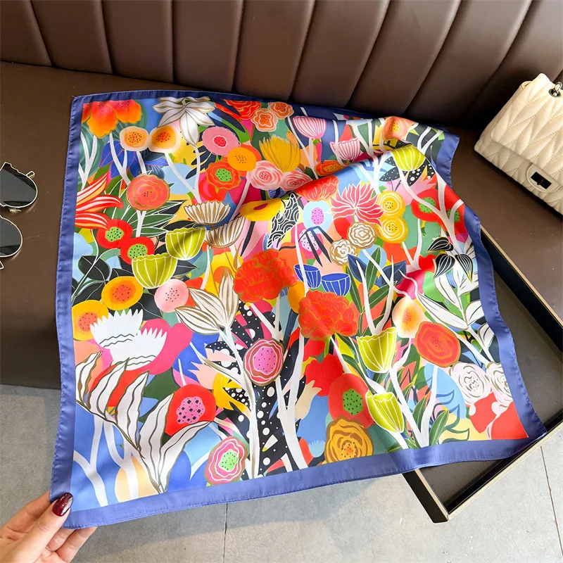 2026 New Bandana Designer Square Scarf Women Satin Shawl Wrap Hijab Female Hair Band Wrist Luxury Headkerchief Echarpe view 5