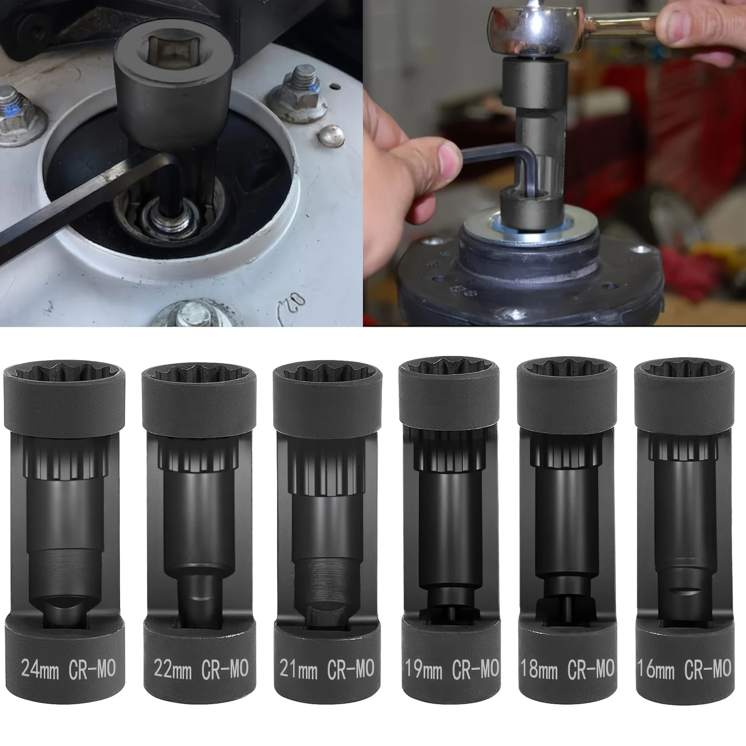 6pcs-strut-nut-socket-16mm18mm-19mm-21mm-22mm-24mm-with-12-point-1-2-drive-suspension-strut-nut-socket-tool-easy-remove-strut