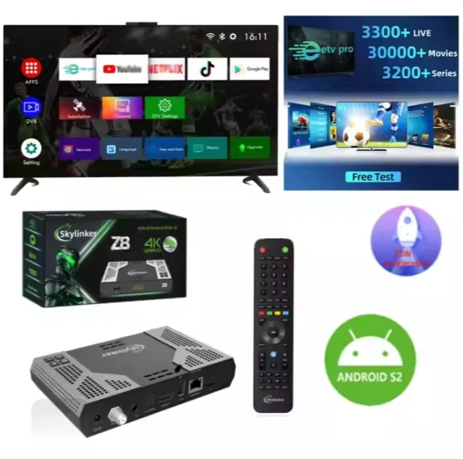 【正規品】Skylinker Z8 4K Android OTT+DVB-S2 ハイブリッド TV ボックス 5G Wifi H.265 DVB S2 FTA デコーダー デジタル衛星 TV レシーバー セットトップ