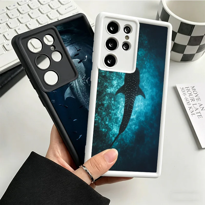 Ocean Wildlife Whale Shark Swim Phone Case For Samsung S25 Ultra S26 S23 FE S22 Galaxy S21 S20 Plus S24 FE Cover Coque Shell Pro