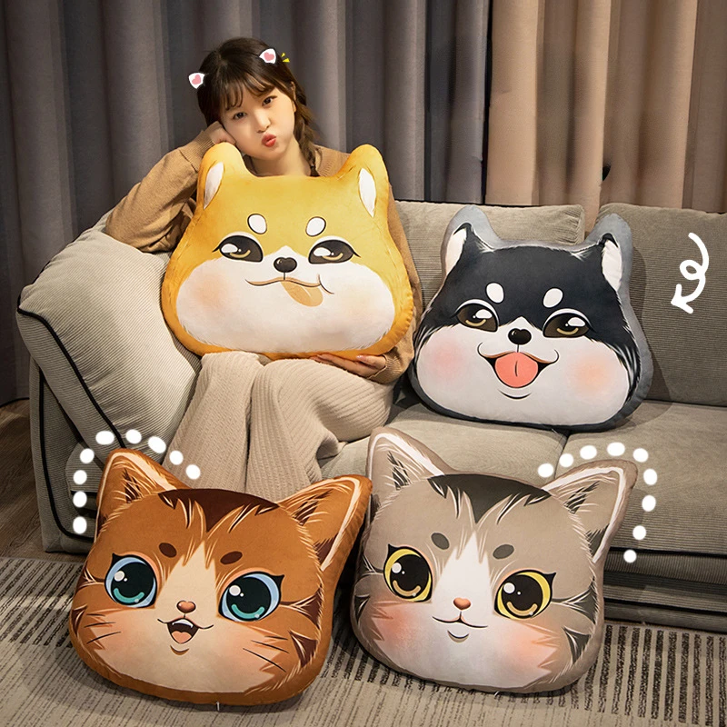 

Cute Husky Dog Pillow Creative Korean Cartoon Cat Pillow Plush Toy Cushion Sofa Lunch Break Office Child Plush Toy Cushion