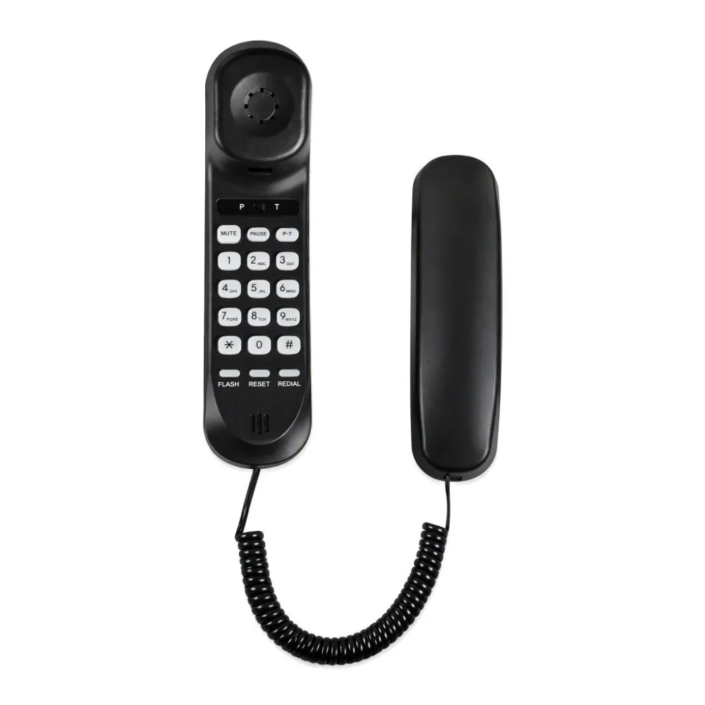 Large Buttons Corded Landline Phone Flash Mute Redial Black Color Wall Mountable Phone Wall Mountable Design HD Sound