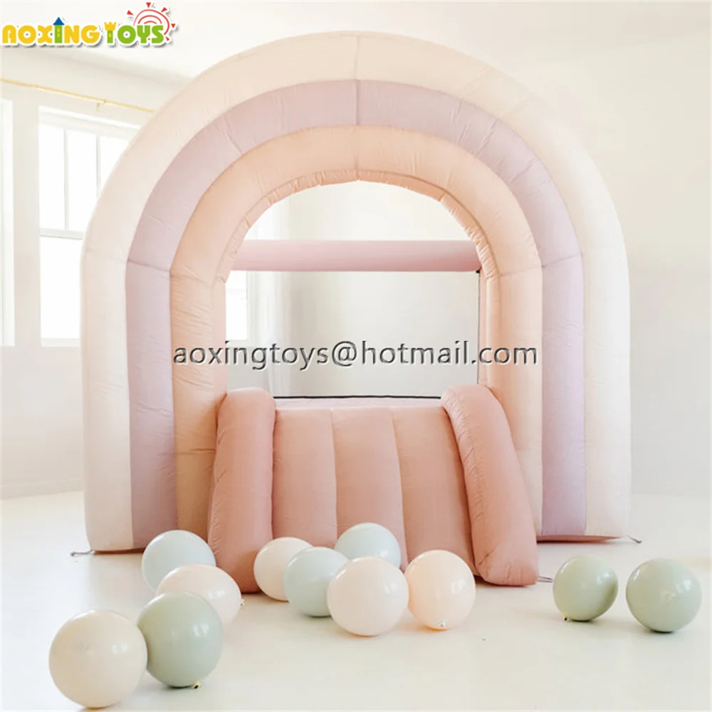 

6X9 FT Commercial Rainbow Inflatable Bounce House With Slide Bouncing Castle With Blower For Kids Birthday Party