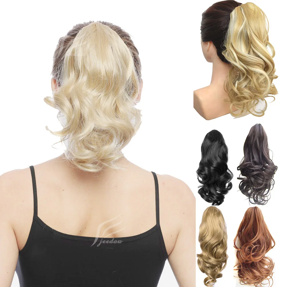 Zolin Short Ponytail Hair Extension Claw Clip On Blonde Ponytails Synthetic Wavy Curly Hairpiece