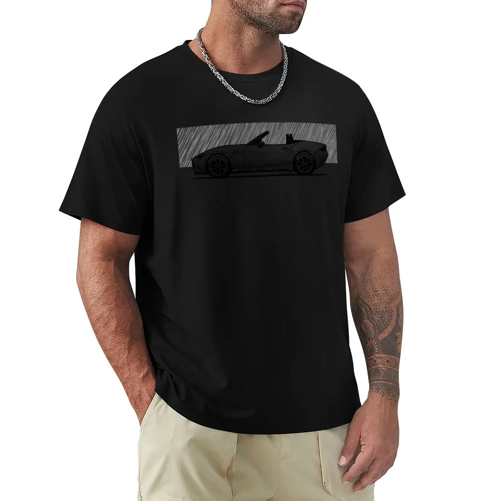 Pen drawing of Japanese roadster car ND T-Shirt anime stuff plus size clothes sports fans for a boy t shirts for men