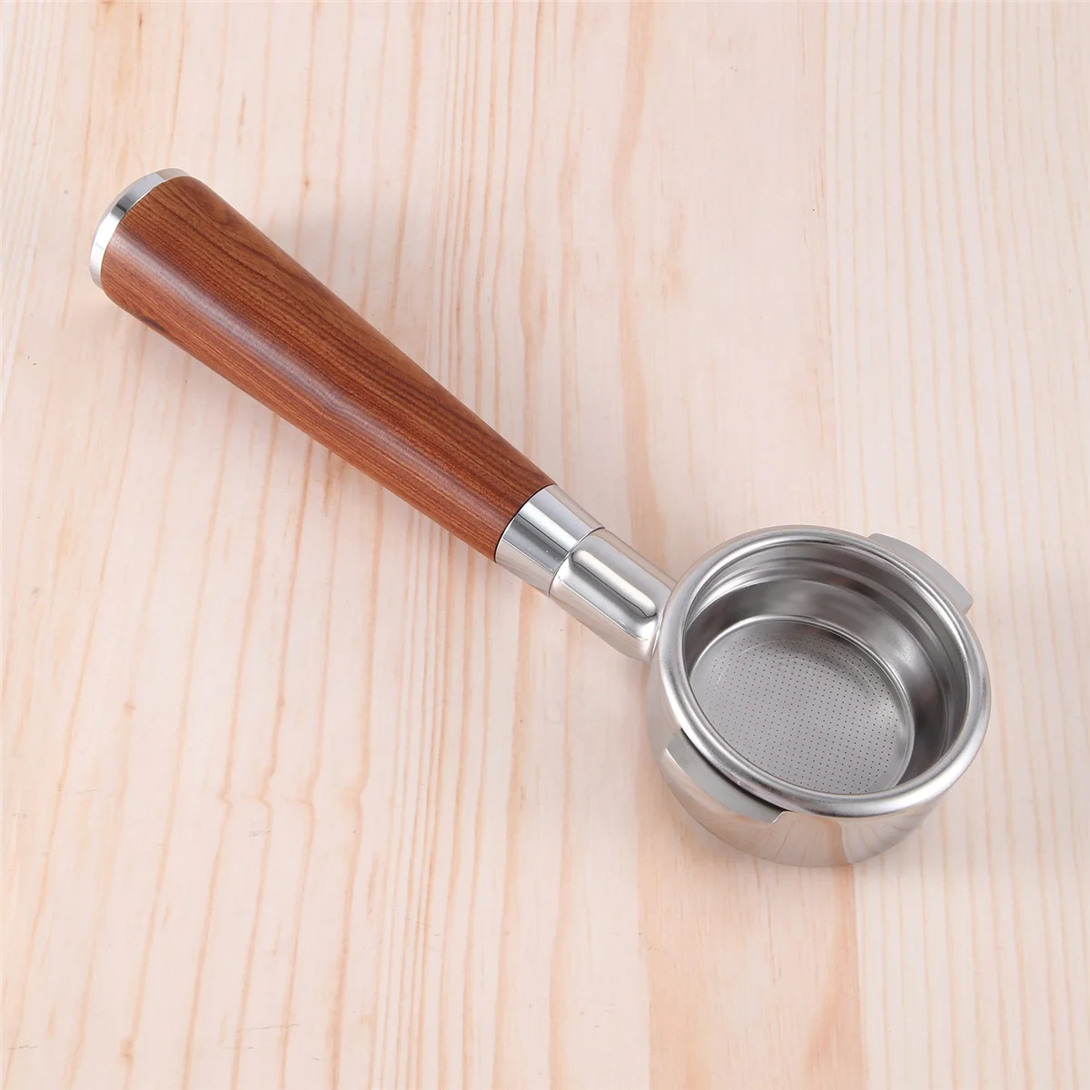 A58E-58mm Double Ear Coffee Machine Filter Holder E61 Bottomless Portafilter with Wooden Handle Style F