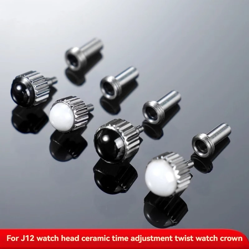 For Cha-nel J12 Watch Ceramic Head Tube Watch Crown Time Adjustment Twist Time Repair Replace the head Gemstone Watch Parts