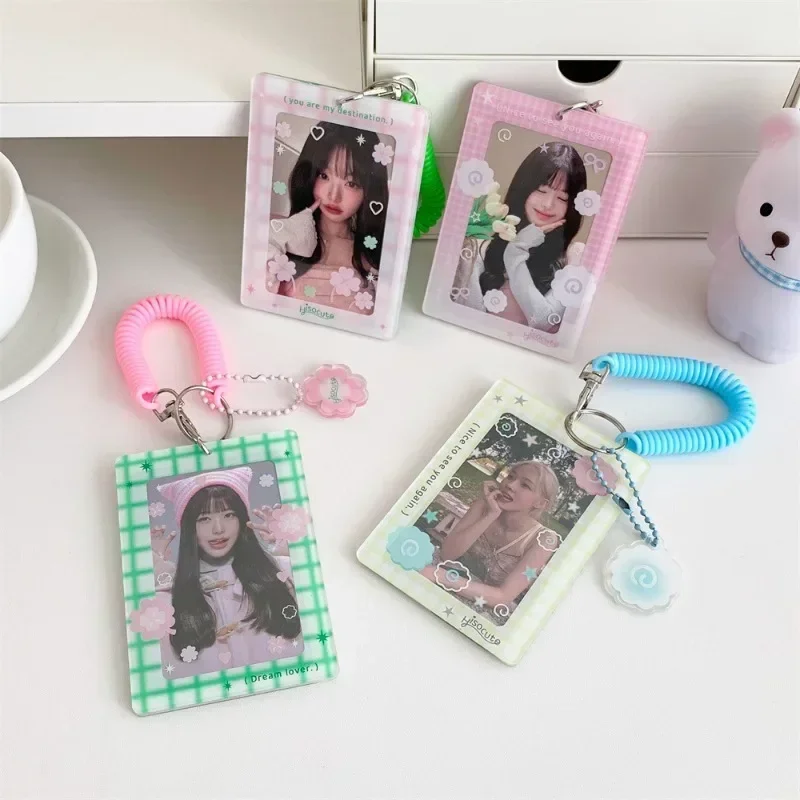 3 Inch Creative Design Kpop Photocard Holder Sweet Student ID Card Protector with Keychain Lanyard Friend Photo Card Cover Case