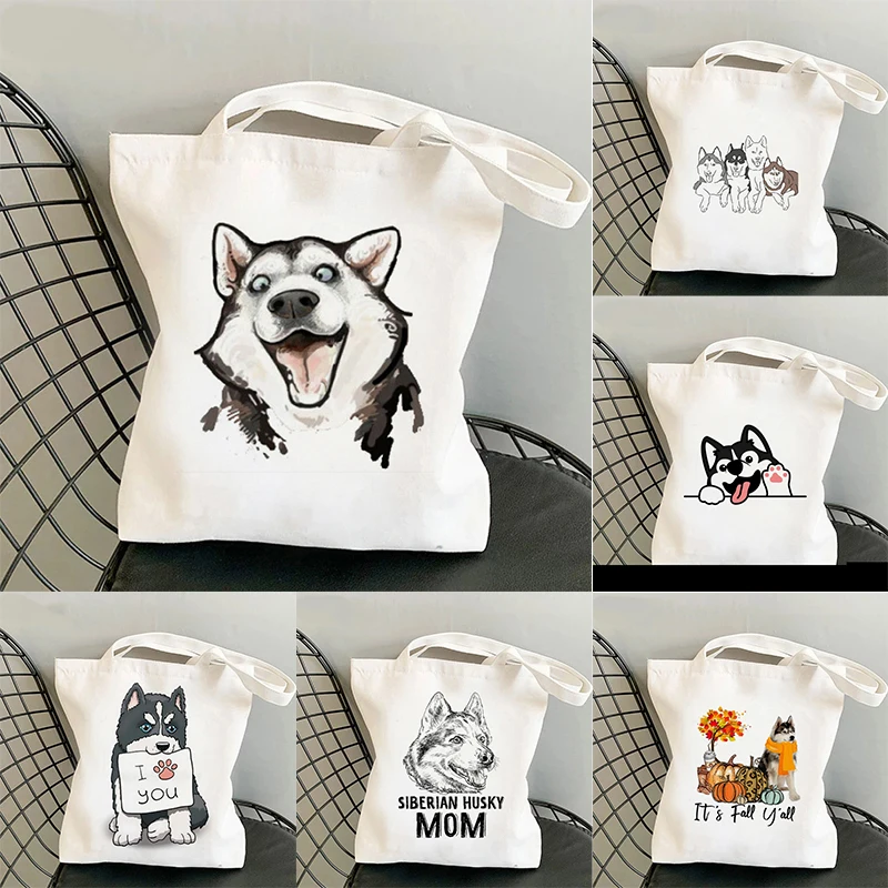 Dog Shopping Bag Shopper Reusable Grocery Bolsas De Tela Canvas Shopper Bag Sac Cabas Boodschappentas Reciclaje Sac Toile