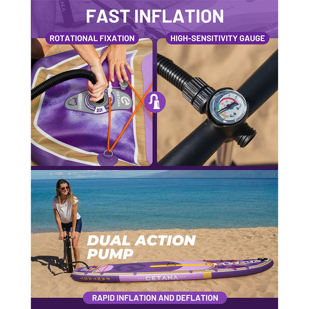CETANA SUP الكبار الأرجواني مقاوم للماء نفخ مجداف مجلس 11'6'x35'x6' الدائمة نمط المائية مع اكسسوارات الصيد الفرعية