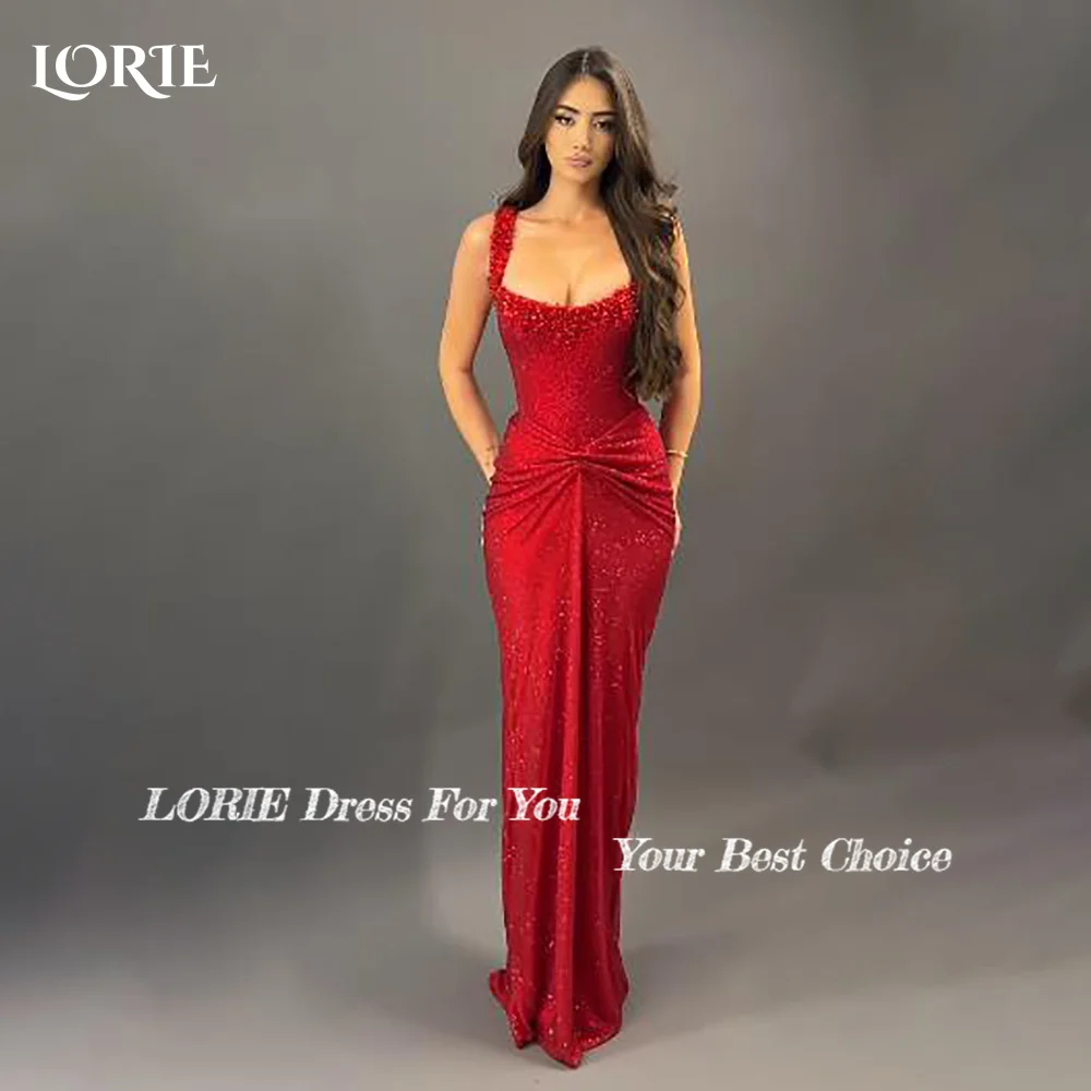 LORIE Slit Tulle Arabia Evening DressShiny Pleats Floor Length Mermaid Prom Dresses Pleats Illsion Arabia Party Gown Customized image 2