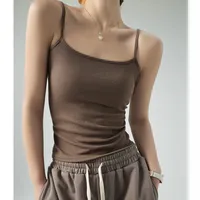 Summer Fashion Knitted Vest Sling with Pure Cotton Thread Low Neck Seaside Breathable Sexy Sling with Casual Seamless Sling