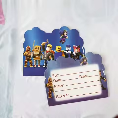 10pcs ROBLOX game Series Cartoon Single-page activity paper card Invitation Cards Birthday Party Supplies Card Boys Favors Party