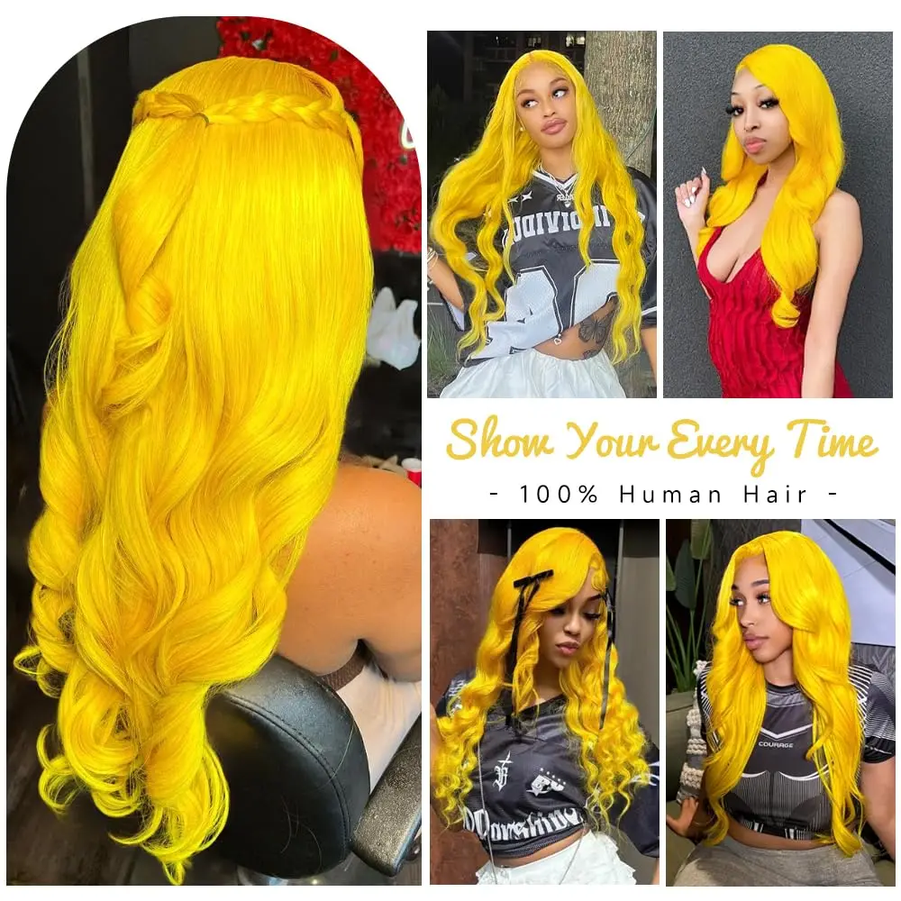 38 Inch Light Yellow Body Wave Wigs Human Hair 13x6 HD Lace Frontal Wig 613 Colored Human Hair Wigs Water Wave Cosplay For Women image 5