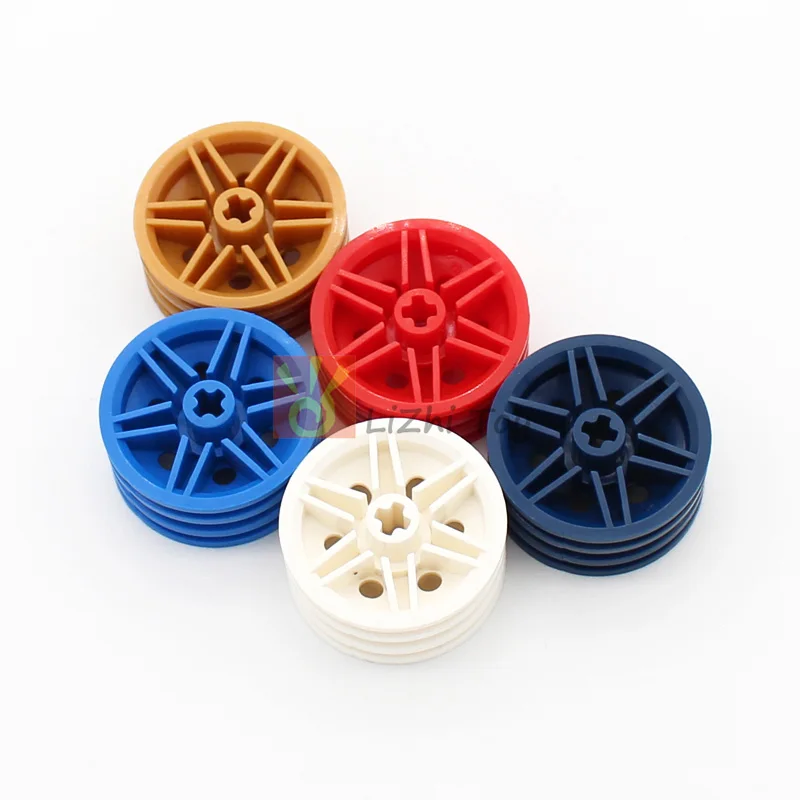 MOC Bricks Technology Wheel 30mm D. x 14mm with Tire 43.2 x 14 Offset Tread Compatible 56904 56898 15413 Building Brick Car Toys