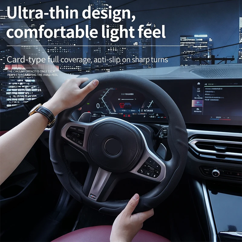 Clip-on Car Steering Wheel Cover, Anti-Slip, Universal for All Seasons, Round Shape with Nappa Texture, Steering Wheel Protector