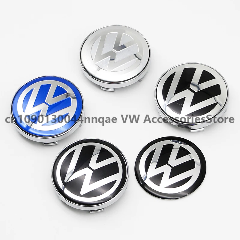 60mm Car Wheel Center Hub Cap Sticker Hub Sticker with Base for Volkswagen R-line R GTI Polo Golf Touareg Passat Magotan Bora CC