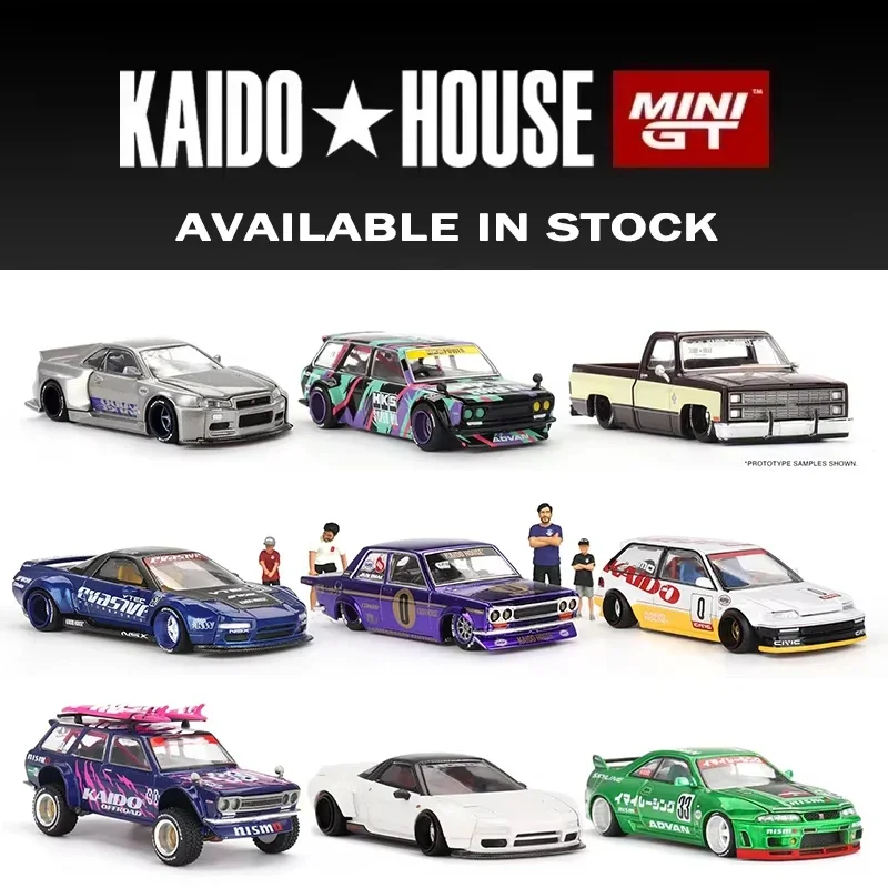 

MINIGT 1:64 Kaido House Skyline GTR R33 R34 BMW M3 E30 NSX Evasive V2 Datsun 510 CIVIC EF Миниатюрные игрушки Литая под давлением модель автомобиля