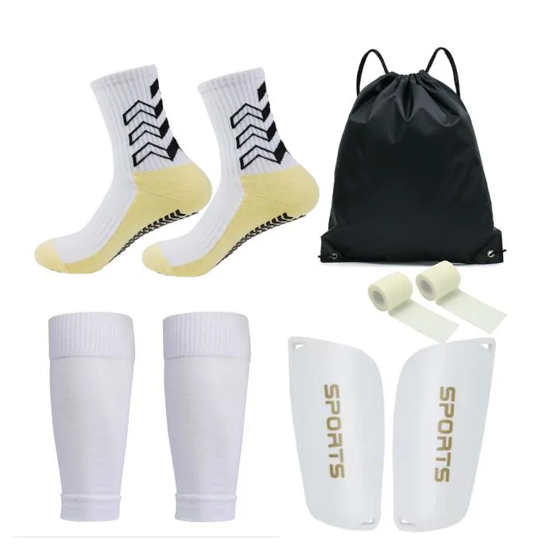 

5PCS Set Football Bag Men Soccer Socks Grip female Sport Socks Soccer Leg Cover Shin Pads Soccer Training Shank Guard Bandage