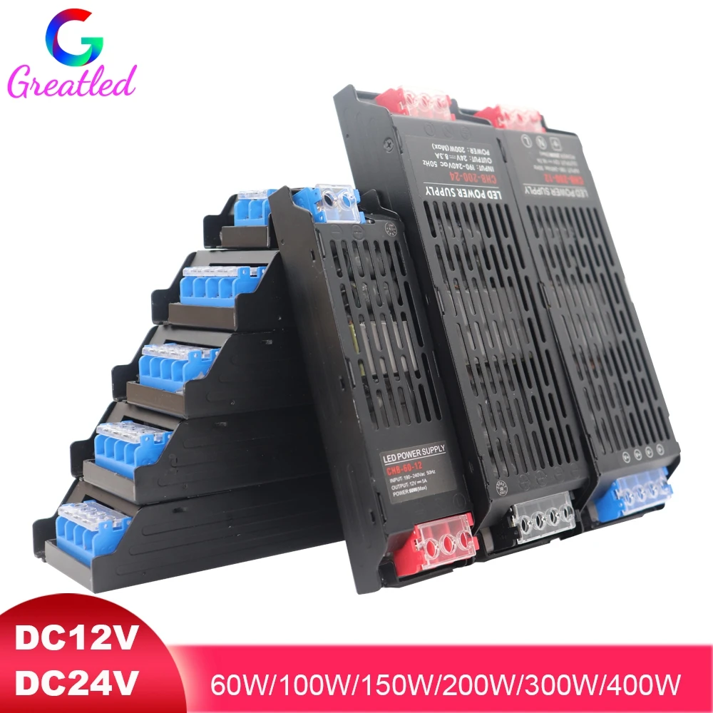 

AC/DC12V 24V Lighting Transformer Ultra Thin LED Power Supply 60W 100W 150W 200W 300W 400W A/D Converter Power Supply for LED St