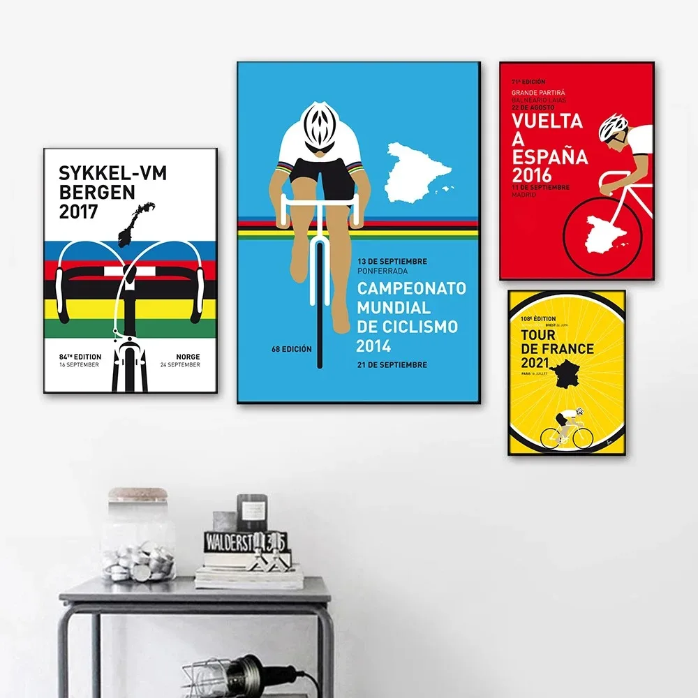 Sports France Universal Cycling Tour Poster Art Prints Ride Gym Stadium Canvas Painting Road World Champion Wall Pictures Decor