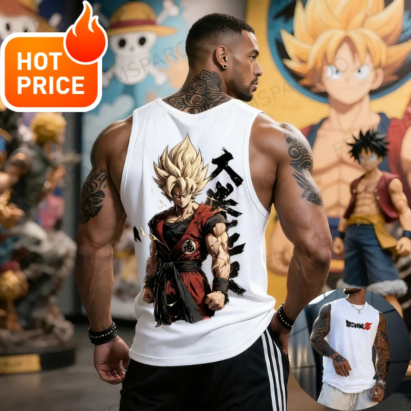 Camiseta sin Mangas de Anime Super Saiyan Son Goku Dragon Ball Gym, Nueva Camiseta Deportiva Informal de Verano para Hombre, Estilo Harajuku, Holgada, Y2k